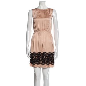 NWT Lanvin Satin Dress with Lace Size S French 38